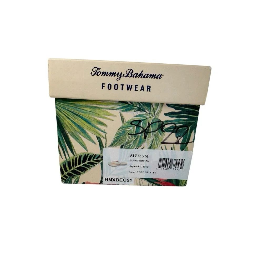 Tommy Bahama‎  Tehama Thong Slip On Sandals Gold Glitter Women's Size 9
